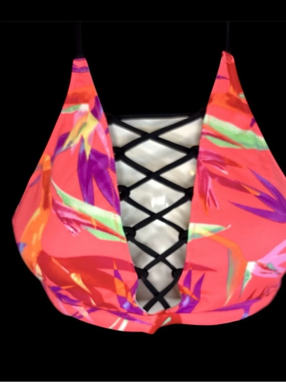 Victoria’s Secret PINK Bikini Halter Top Sz S Neon Bright Festival Y2K Bralette - Picture 4 of 12